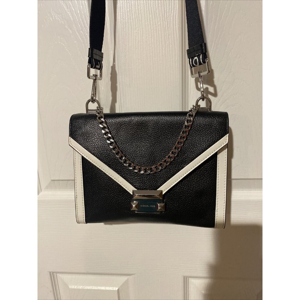 Michael Kors Black White Pebble Leather Crossbody Bag